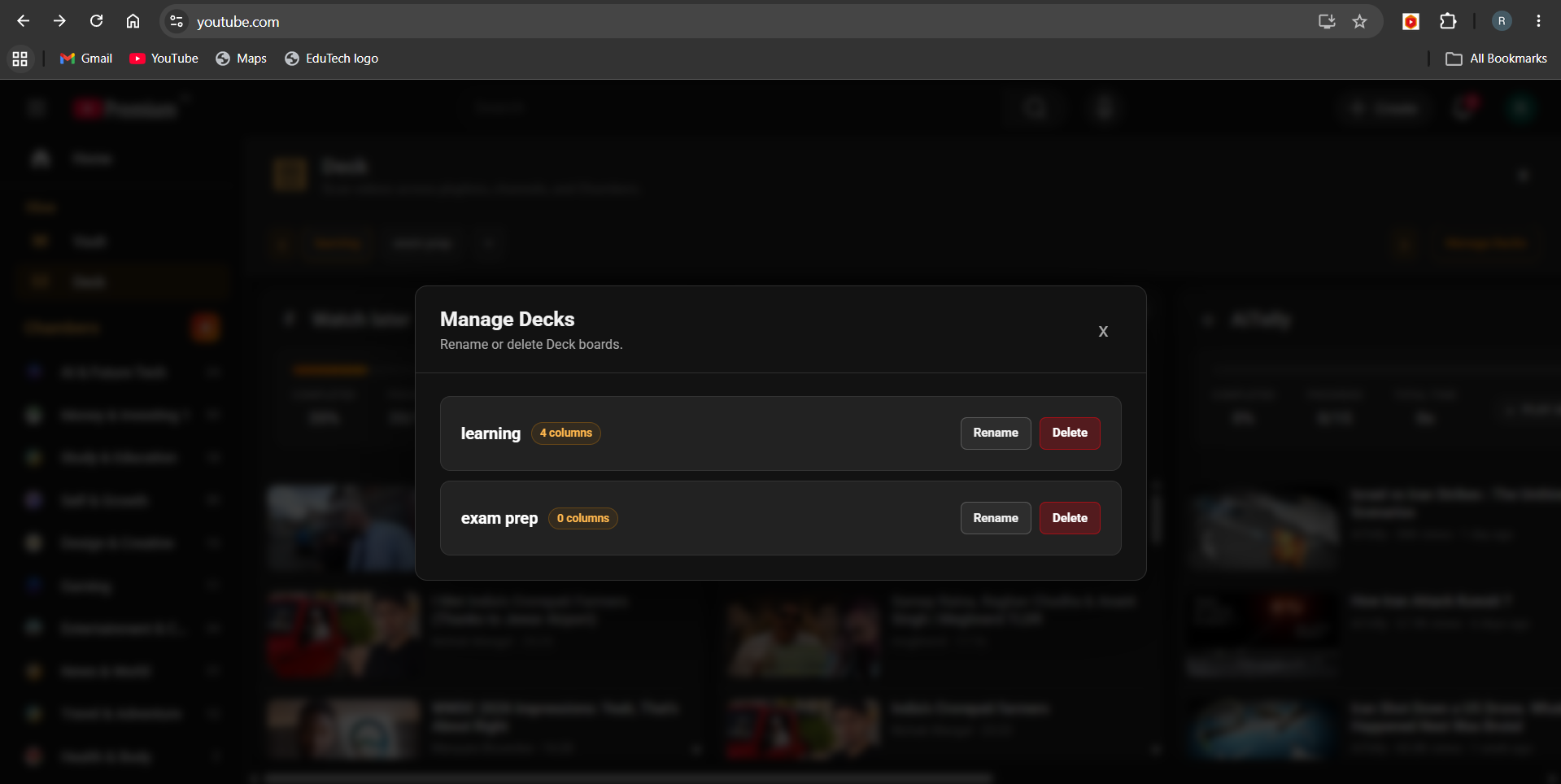 TubeHive Deck management interface